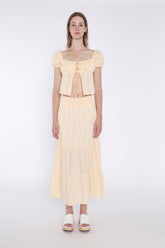 Pale-Lemon Tie-Front Top